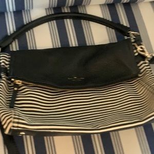 Kate Spade black and cream striped crossbody